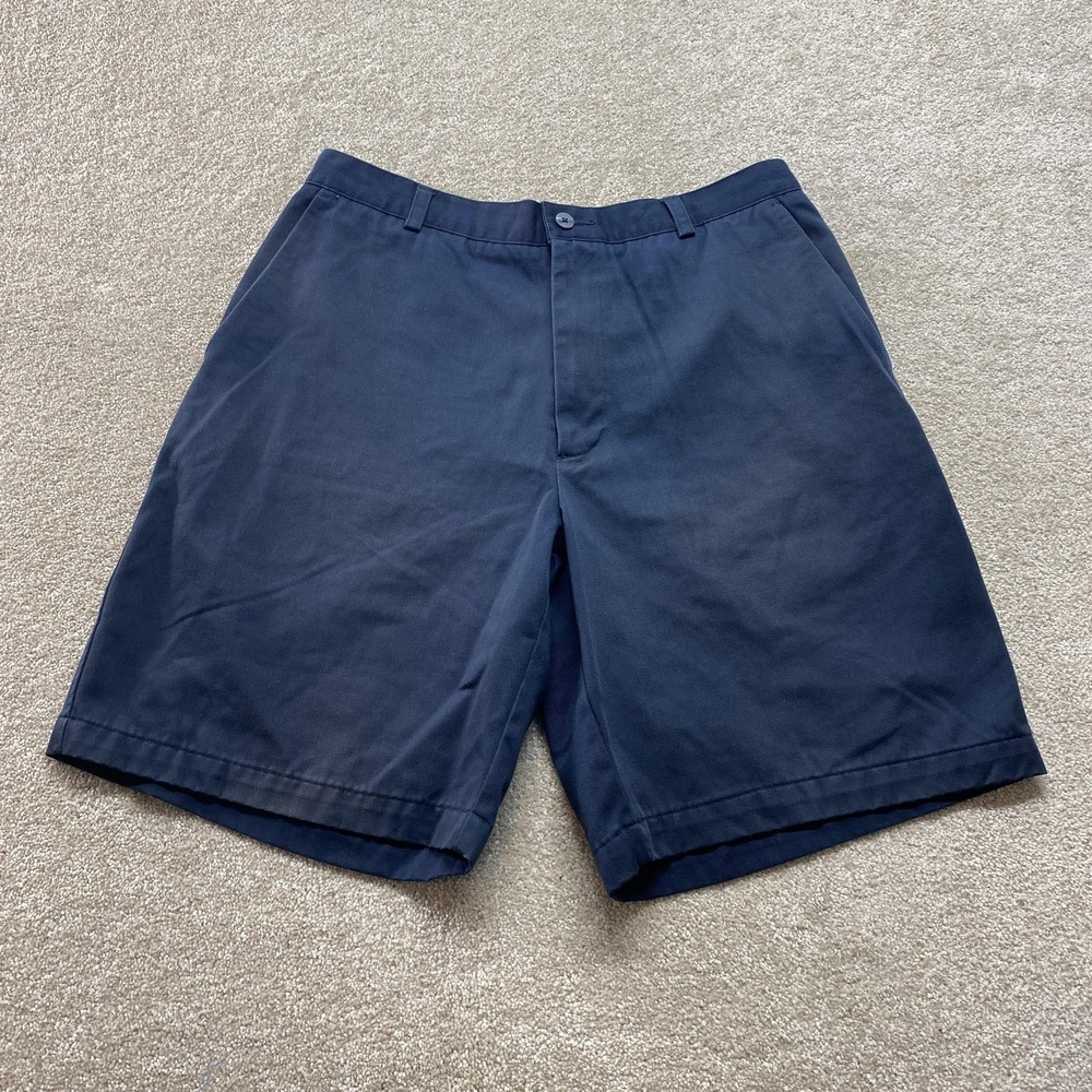 Nike Golf Shorts Mens 34 Medium Navy‎ Blue Chino Swoosh Logo Classic 100% Cotton